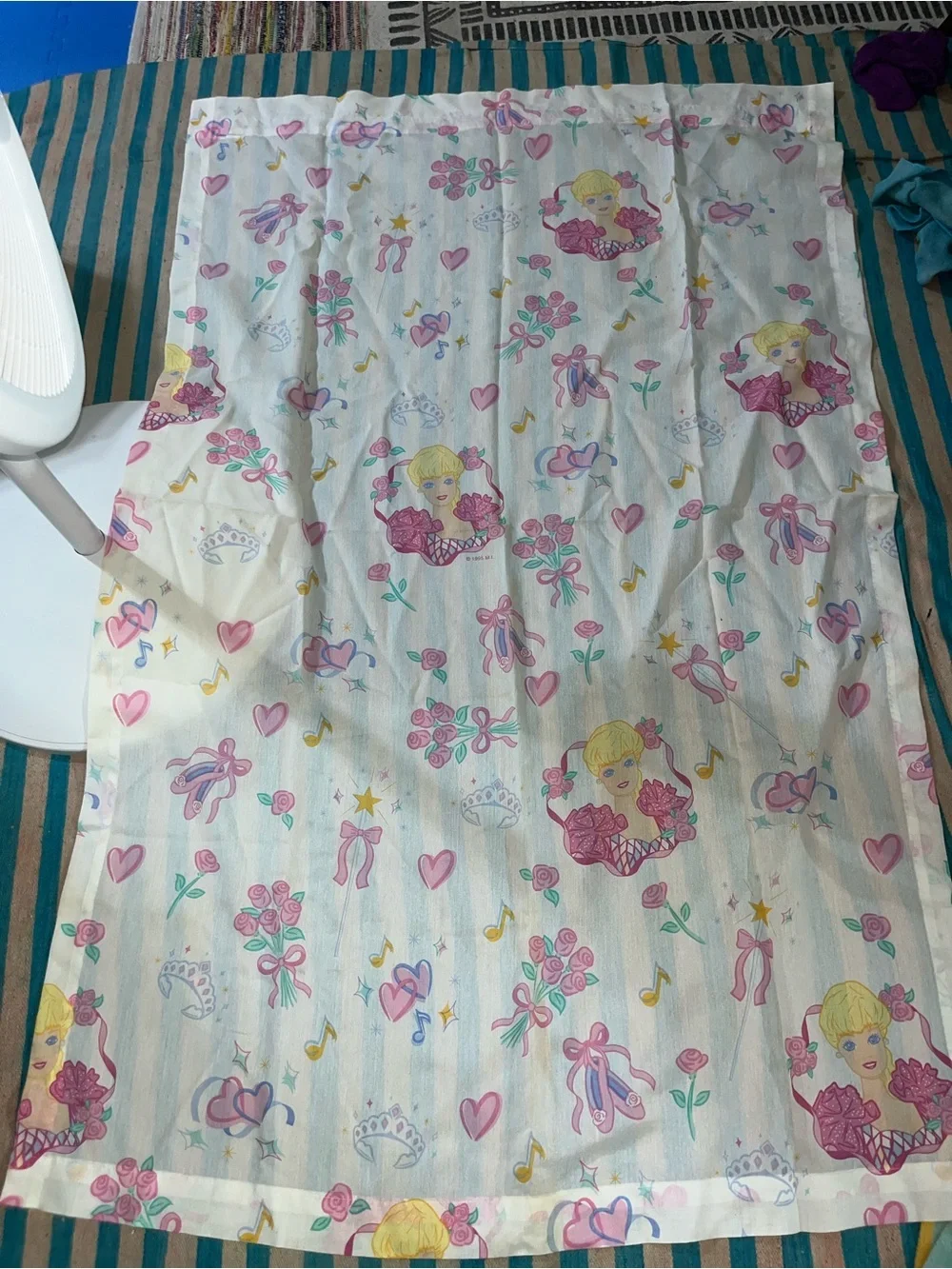 1995 Barbie Cinderella Flat Sheet Made in USA Vintage Doll Print Cotton Blend